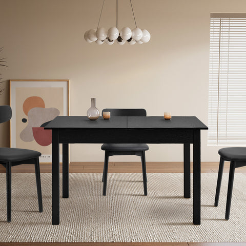 Extendable Dining Table 1.2-1.6m Wooden Kitchen Table Black