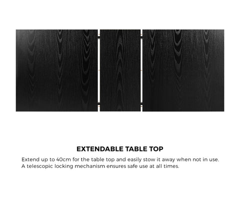 Extendable Dining Table 1.2-1.6m Wooden Kitchen Table Black