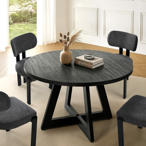 120cm Round Dining Table Wooden Kitchen Furniture Black