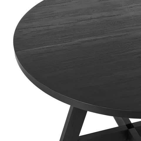 Marlow 5pcs Dining Set with 120cm Black Round Table & 4 Grey Fabric Chairs