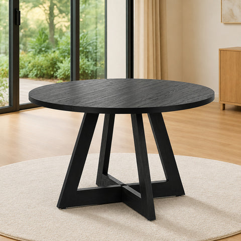 120cm Round Dining Table Wooden Kitchen Furniture Black