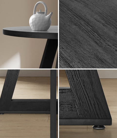 120cm Round Dining Table Wooden Kitchen Furniture Black