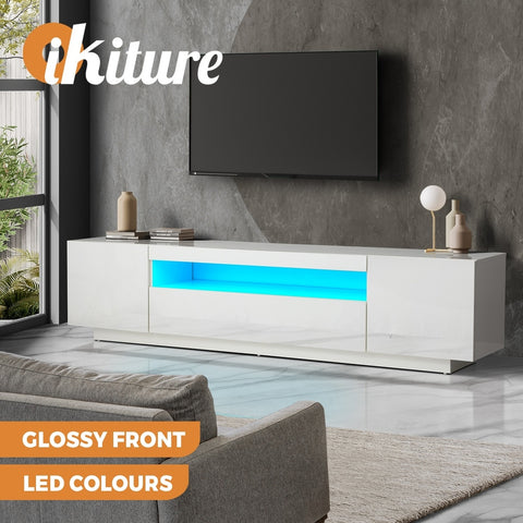 TV Stand Cabinet Entertainment Unit Gloss RGB LED White 180CM