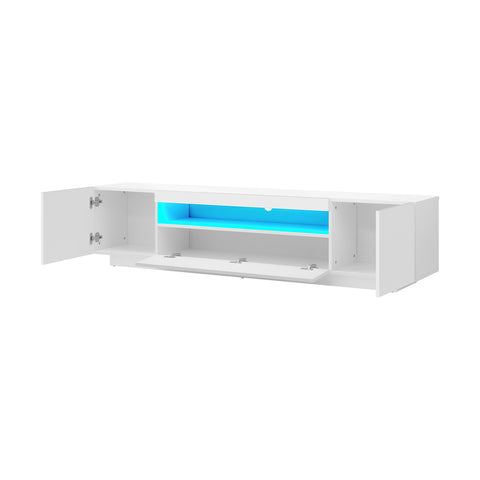 TV Stand Cabinet Entertainment Unit Gloss RGB LED White 180CM