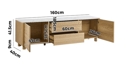 TV Cabinet Entertainment Unit Stand 160cm Natural