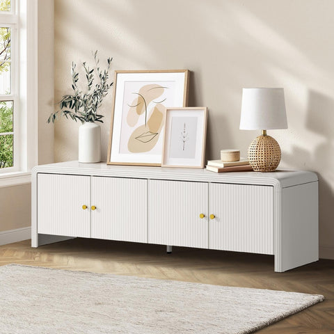 TV Cabinet Entertainment Unit Stand 160cm Fluted Doors