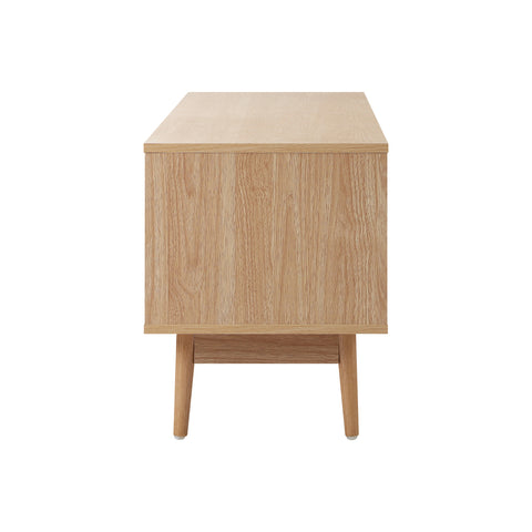 TV Stand Cabinet Entertainment Unit 180cm Rattan Doors Oak