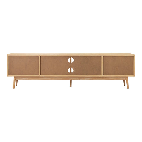 TV Stand Cabinet Entertainment Unit 180cm Rattan Doors Oak