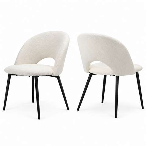 Marlow 5pcs 120cm Dining Set Black and White Boucle Chairs