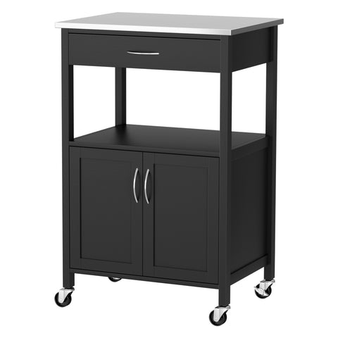 Kitchen Island Trolley Rolling Serving Cart Storage Drawer Cupboard 60cm