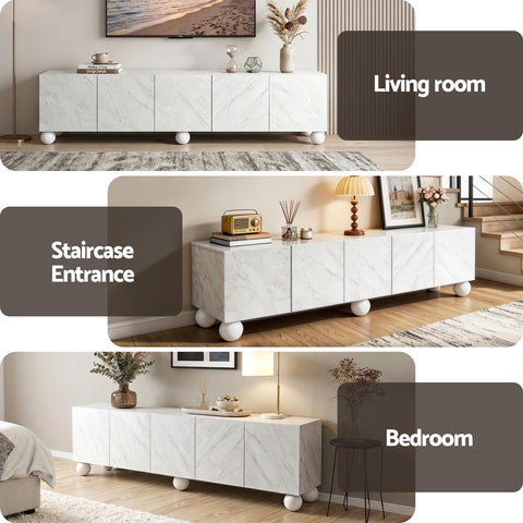 TV Unit Entertainment Unit Storage Cabinet 200cm White