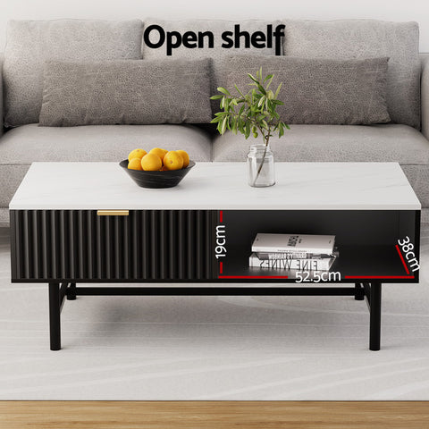 Kass TV Unit & Coffee Table Set Storage Shelf Black