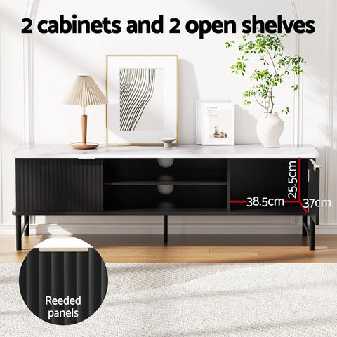 Kass TV Unit & Coffee Table Set Storage Shelf Black