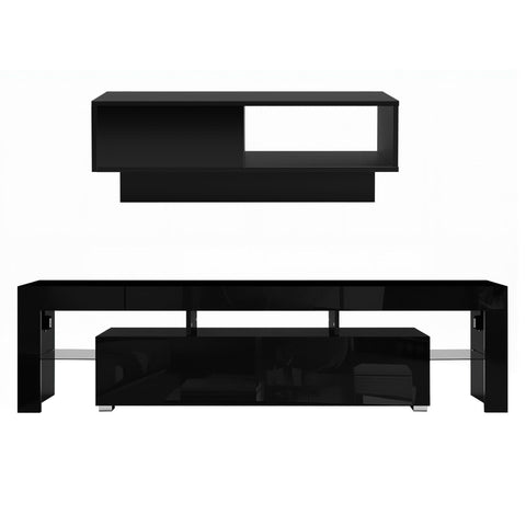 Bobby LED TV Unit & Coffee Table Set Storage Cabinet Black