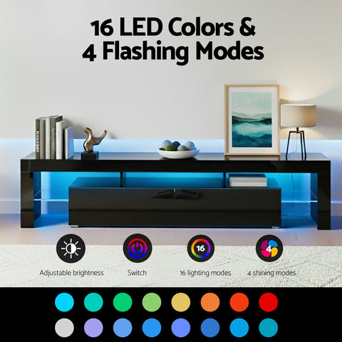 Bobby LED TV Unit & Coffee Table Set Storage Cabinet Black
