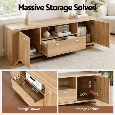 Tuco TV Unit & Coffee Table Set Storage Drawer Pine
