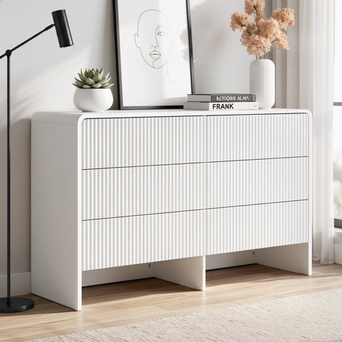 6 Chest of Drawers Dresser Cabinet Beige