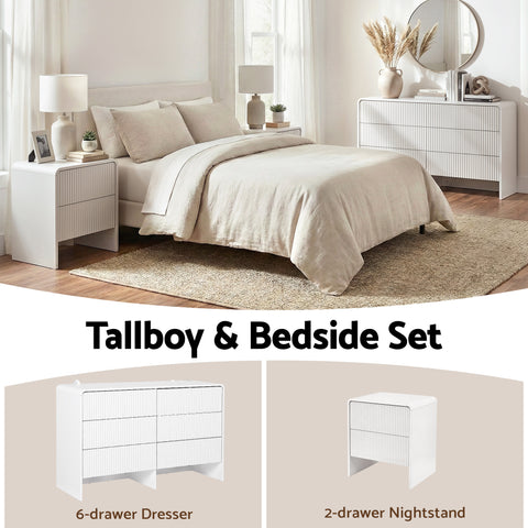 6 Chest of Drawers Dresser Cabinet Beige