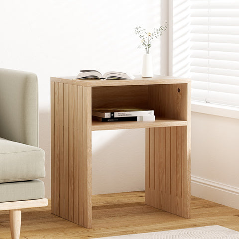 Side Table Storage Shelf Fluted Side Pine