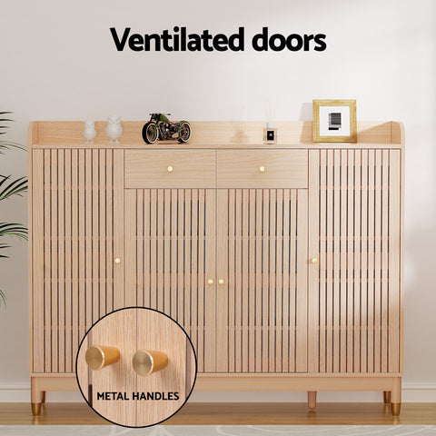 Shoe Rack Cabinet with Shelves 26 Pairs Pine