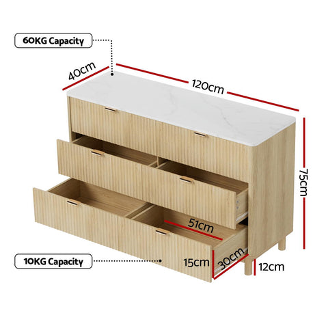 6 Chest of Drawers Dresser Table Pine