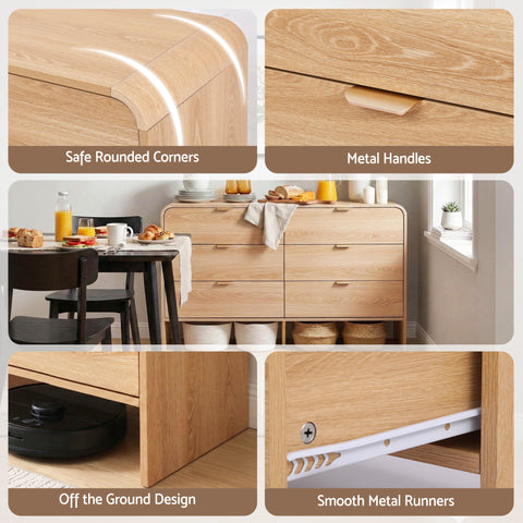 6 Chest of Drawers Dresser Cabinet Pine