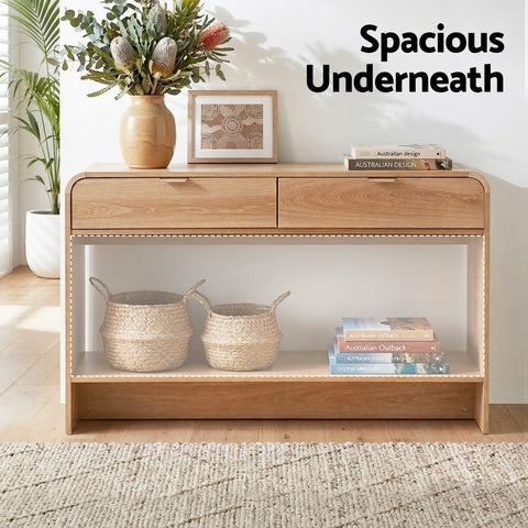 Console Table Hallway Entryway Storage Drawer Shelf Curved Edge 120CM Pine