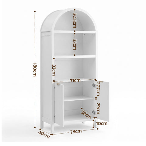 Buffet Sideboard Cabinet Pantry 180CM Arched Storage Bookshelf White