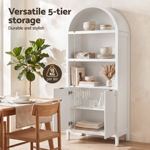 Buffet Sideboard Cabinet Pantry 180CM Arched Storage Bookshelf White