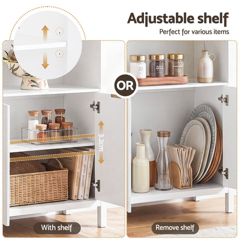 Buffet Sideboard Cabinet Pantry 180CM Arched Storage Bookshelf White