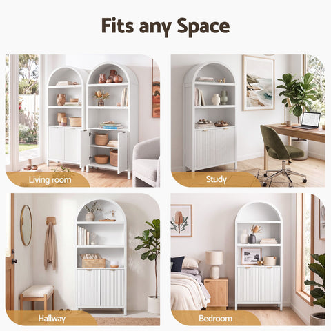 Buffet Sideboard Cabinet Pantry 180CM Arched Storage Bookshelf White