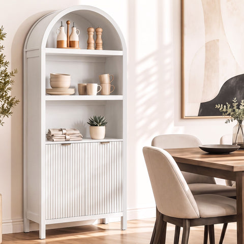 Buffet Sideboard Cabinet Pantry 180CM Arched Storage Bookshelf White