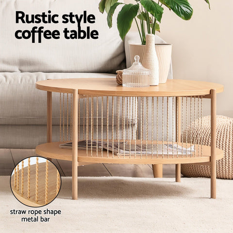 May TV Unit & Coffee Table Set Storage Shelf Pine