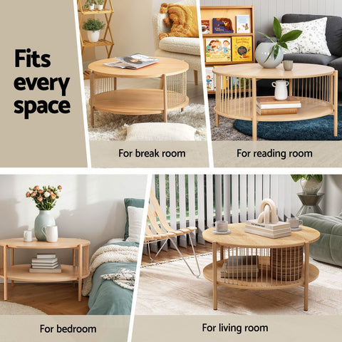 May TV Unit & Coffee Table Set Storage Shelf Pine