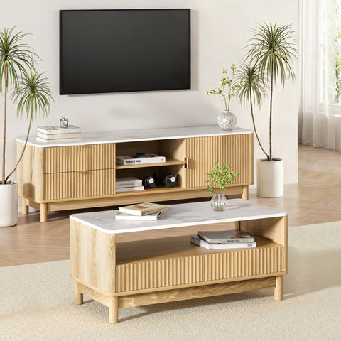 Daisy TV Unit & Coffee Table Set Storage Drawers Pine