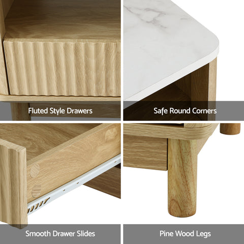 Daisy TV Unit & Coffee Table Set Storage Drawers Pine