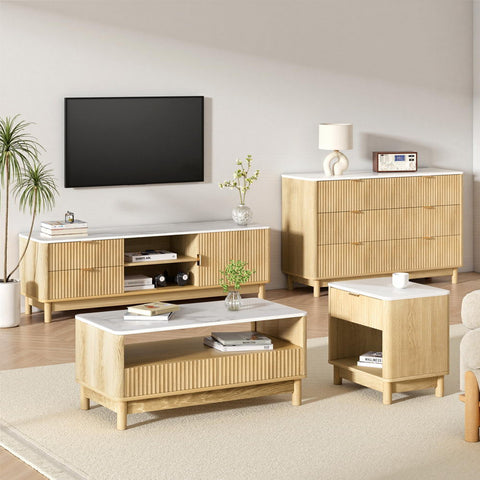 Daisy TV Unit & Coffee Table Set Storage Drawers Pine