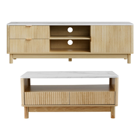 Daisy TV Unit & Coffee Table Set Storage Drawers Pine