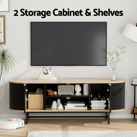TV Unit Entertainment Unit Storage Cabinet Black Pine