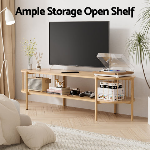 TV Unit Entertainment Unit Storage Shelf 148cm Pine