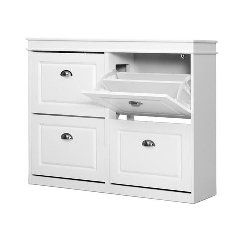 Shoe Rack Cabinet 16 Pairs 4-tier White Paul