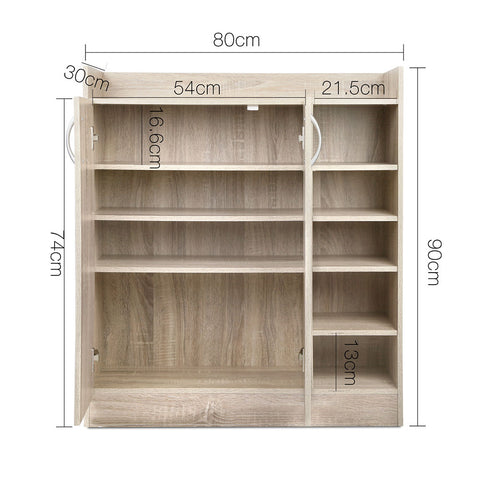 Shoe Rack Cabinet 21 Pairs Adjustable Shelves Pine Clair