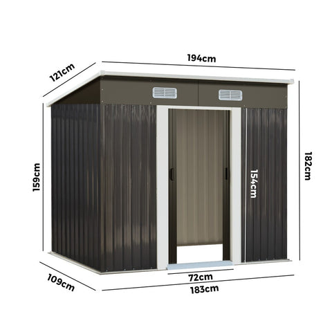 Livsip Garden Shed 1.94x1.21M Workshop Cabin Metal House