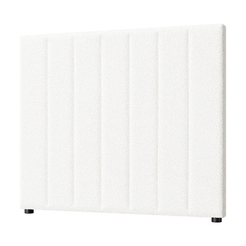 Bed Frame Headboard King Single White Boucle