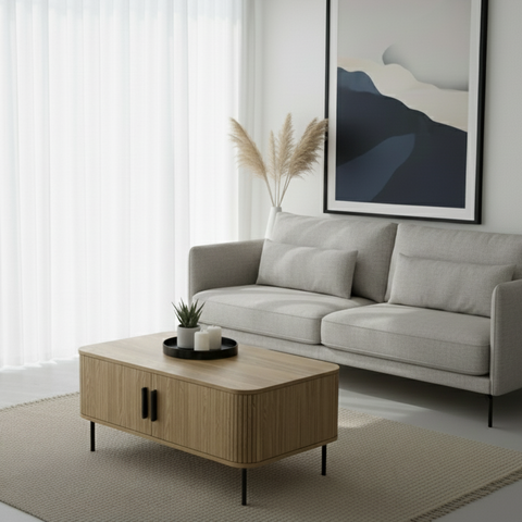 Florence 2pcs Living Room Set with 180cm TV Unit & Coffee Table – Natural Oak