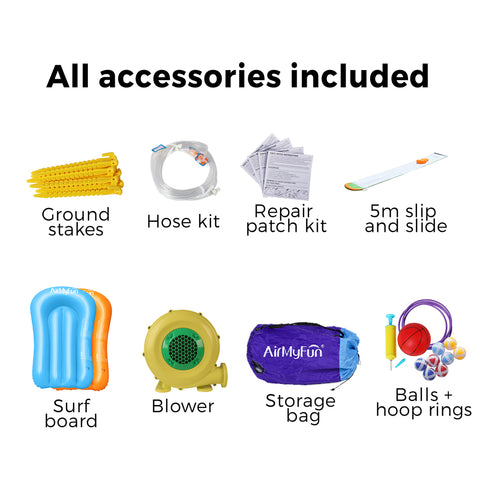 AirMyFun Inflatable Water Slide Castle with 12 Play Zones