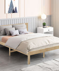 Levede Wooden Bed Frame Queen Full Size Nature Natural-1864183190667792391