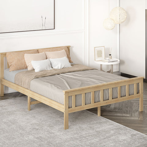 Levede Wooden Bed Frame Queen Size Mattress Natural-1954802925381488646