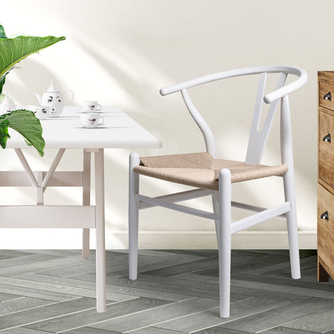 Levede 2x Dining Chairs Wooden Hans White-1954802981002153990