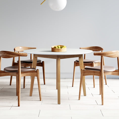 Levede Dining Table Round Rubberwood Base 120cm White 120 CM-1954802999247376390